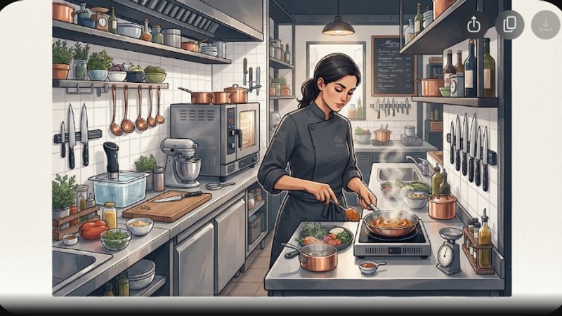 Современная профессиональная микро-кухня с высокотехнологичным оборудованием для шеф-повара в минималистичном стиле
